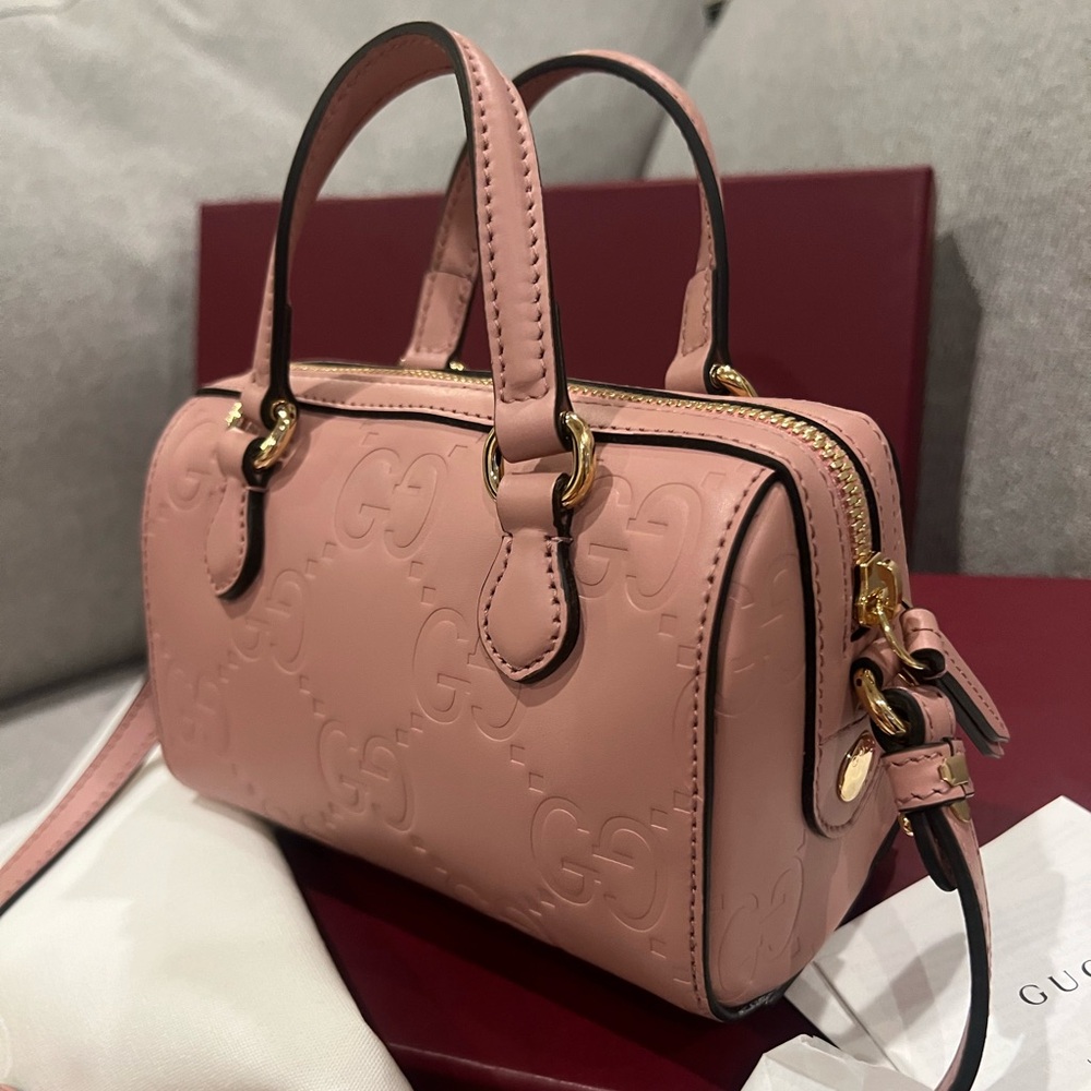 Sold not available Gucci GG Super Mini Blush Pink Leather Crossbody Bag - Picture 14 of 14